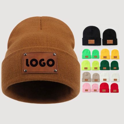 Women's Custom Adult Beanie 100% Acrylic Common Knitted Hat Ears Fashionable Autumn Winter Warm Business Accessory Travel