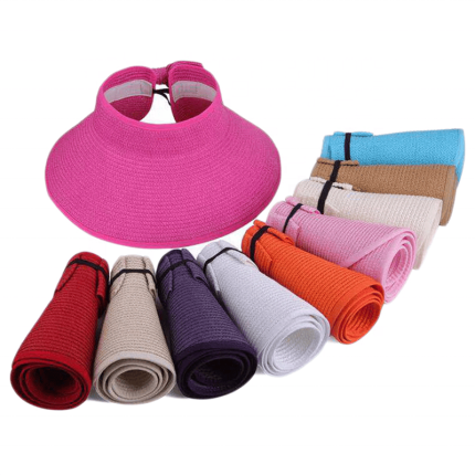 Women Summer Sun Beach Hat Foldable Roll up Straw Lady Visor Hats Cap