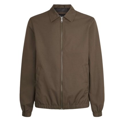 Dark Brown Collared Harrington Jacket