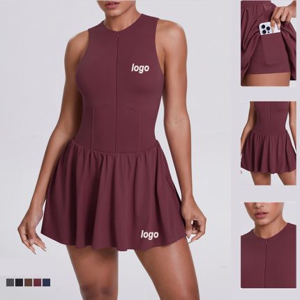 Tennis Skirt Outdoor Collar Dress Front R New Two-Piece Yoga Wear Running Bottoming Women Tennis Skirt with Seperate Shorts