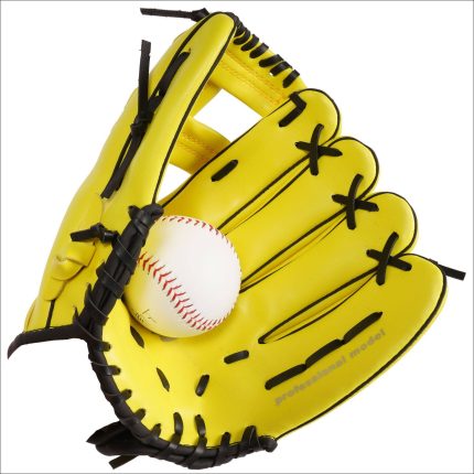 Professional Custom Outdoor Baseball Mitts Wholesale Kids Gloves in Hot Pink and Yellow Made From Leather Material