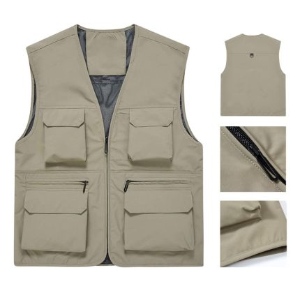 Mens Thin Cargo Vest Casual Solid Work Vests Travel