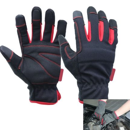 Black Synthetic Leather Touch Screen Work Glove, Full Fingers, Size Extra Large